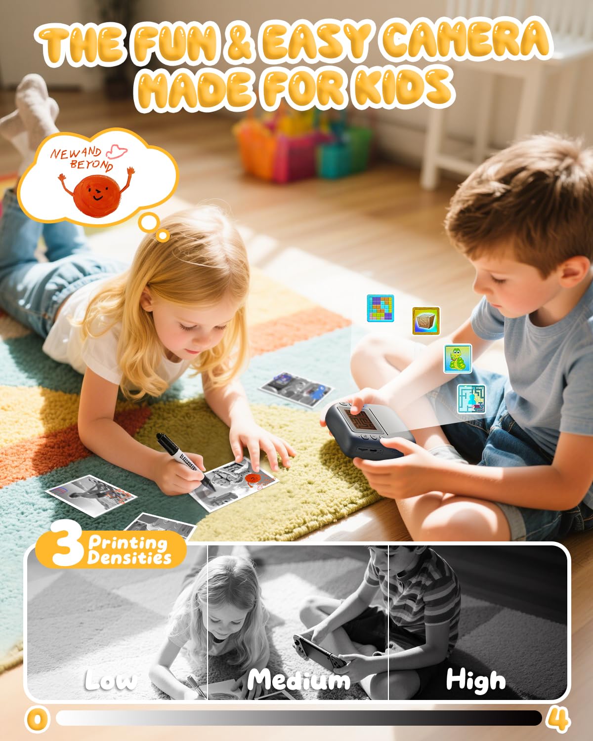 CAMCLID Macchina Fotografica Bambini Istantanea, 1080P HD Macchina Fotografica Istantanea 48MP con Scheda da 32 GB e 3 Rotoli di Carta da Stampa, Regalo per Ragazze Ragazzi da 3-12