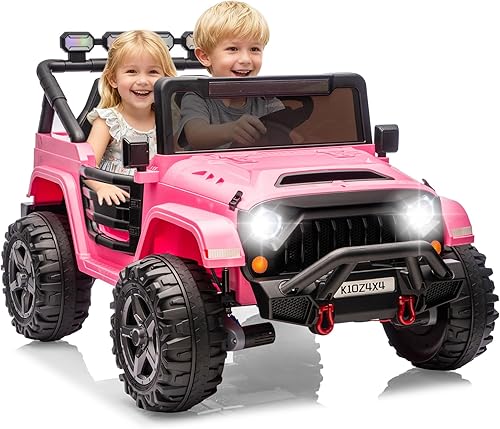 Miniatura 9 de Juguetes de paseo de 24 V para niños grandes, automóvil de 2 plazas con control remoto, camión de paseo 4x4 con 4 motores, 3 velocidades ajustables,