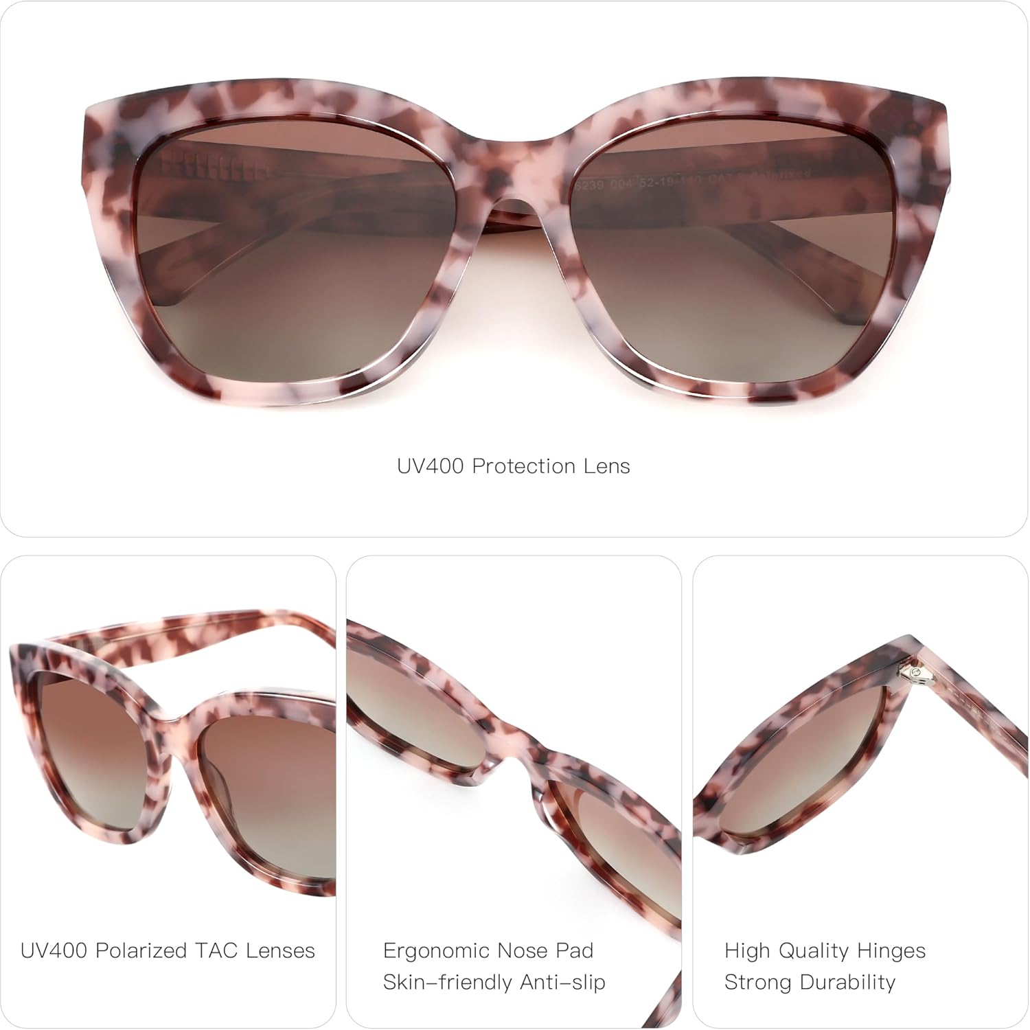 ZENOTTIC Polarized CatEye Sunglasses Women: Oversized Square Sunglasses for Woman - Cute Cat Eye Shades UV400 Protection - Image 4