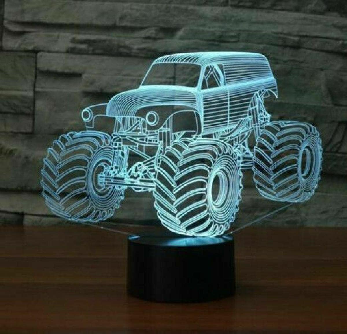 MOUDOAUER Large Grave Digger Monster Tractor 3D Desk Lamp 7 Changing Colors Night Light Accessory