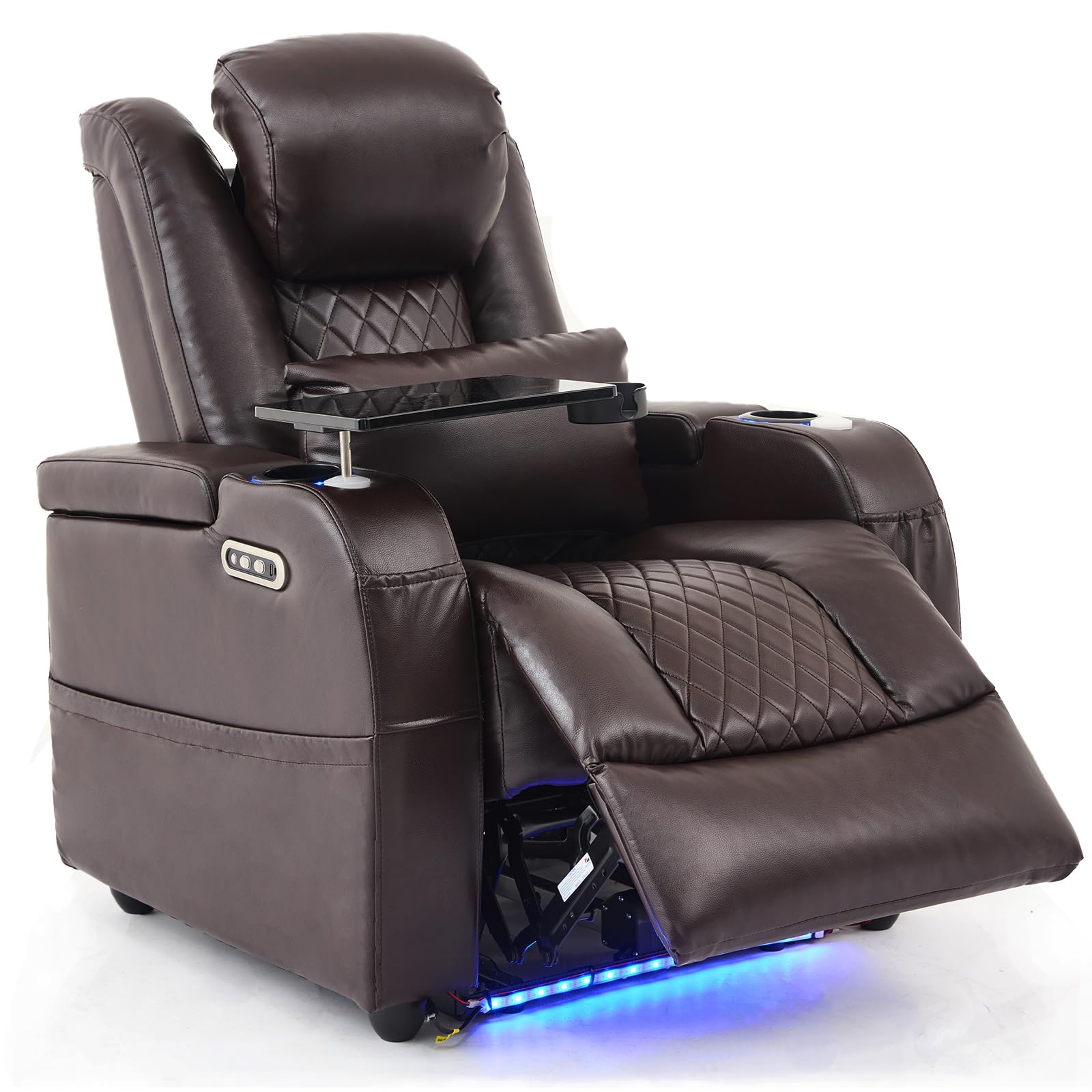 Airadlis Home Theater Seating Seats, Game Movie Theater Chairs Theater Recliner Sofa with 7 Colors Ambient Lighting, Lumbar Pillow, Side Pocket, Tray
