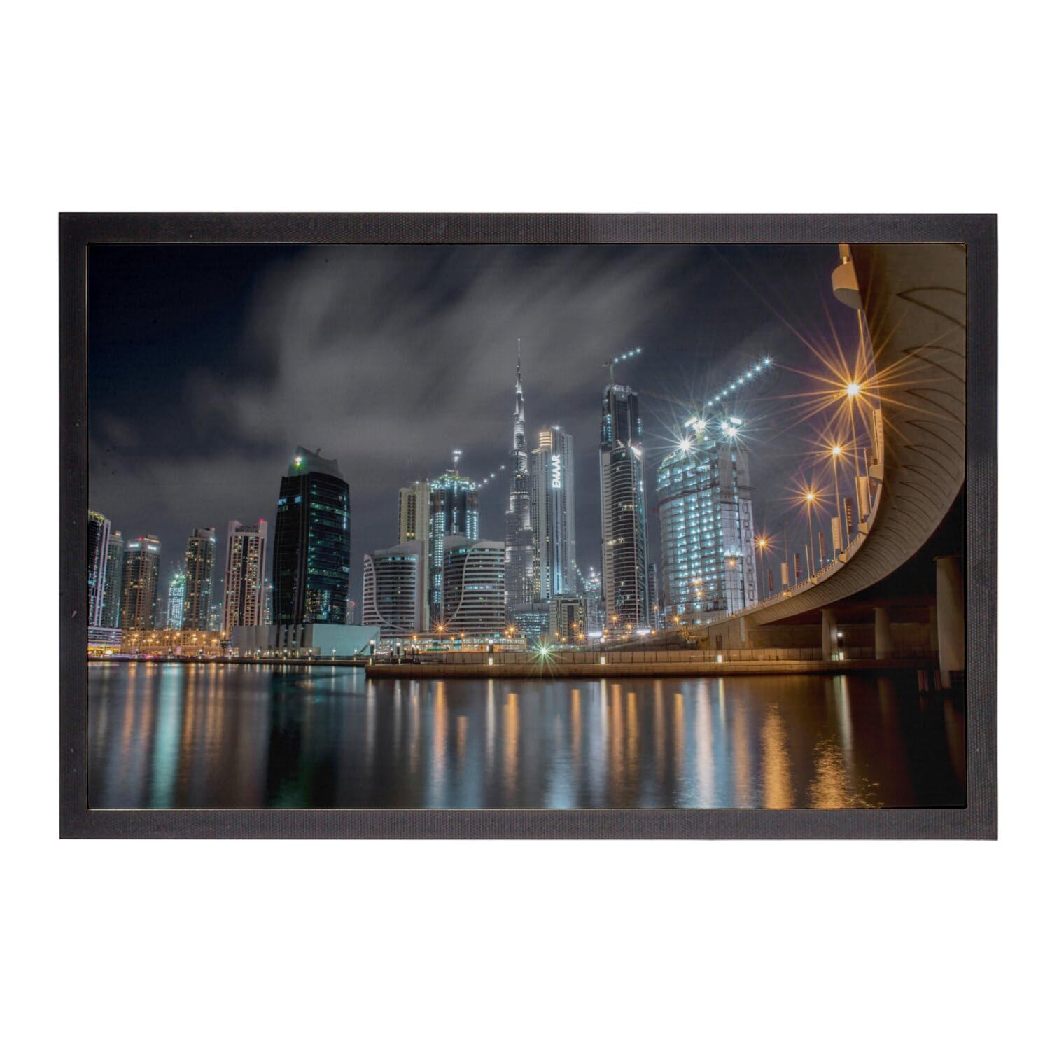 Paillasson Dubaï nuit tapis entrée ville illuminée 60x40