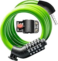 Vista 12 de Candado para bicicleta KEYSTP con cable y combinación, candado de bicicleta de alta seguridad con combinación de 5 dígitos reajustable antirrobo