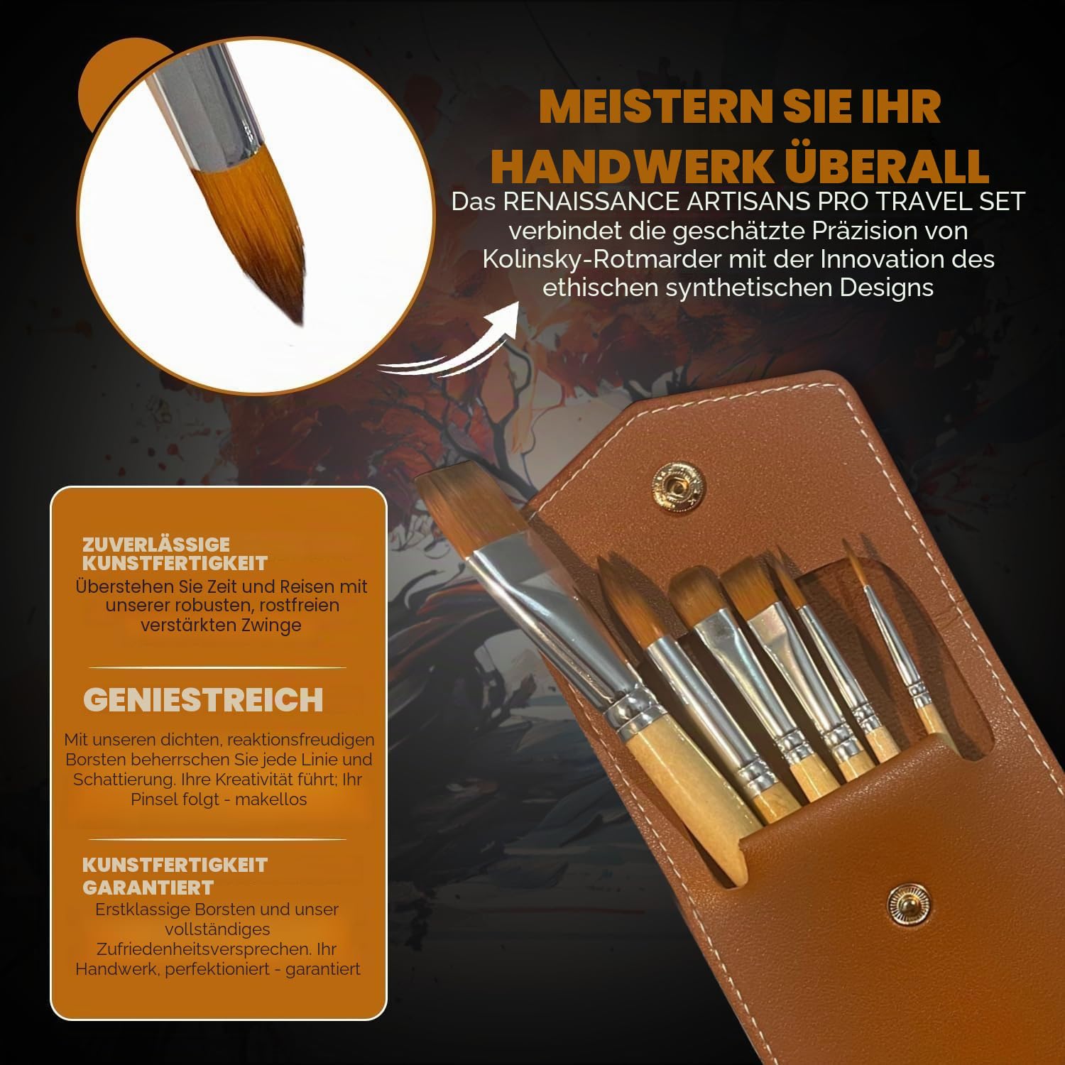 Rembrandt Serie I - 6-teiliges Reise-Aquarellpinsel-Set, Kolinsky-Sable-Performance-Haar, Entwickelt für Aquarelle & Vielseitig in Gouache, Öl - Premium Kunst- & Reise-Set