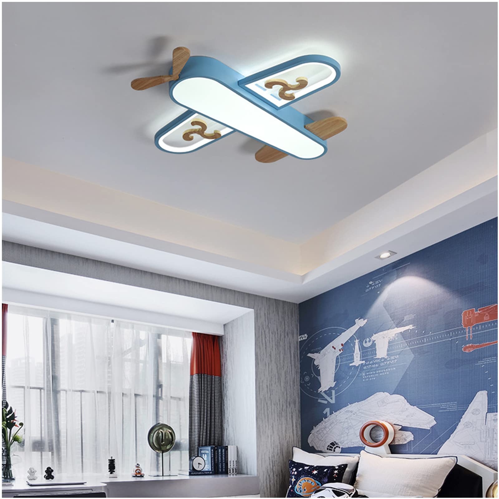 Luminaires pour chambre d'enfant avion plafonnier LED bleu encastré 32W