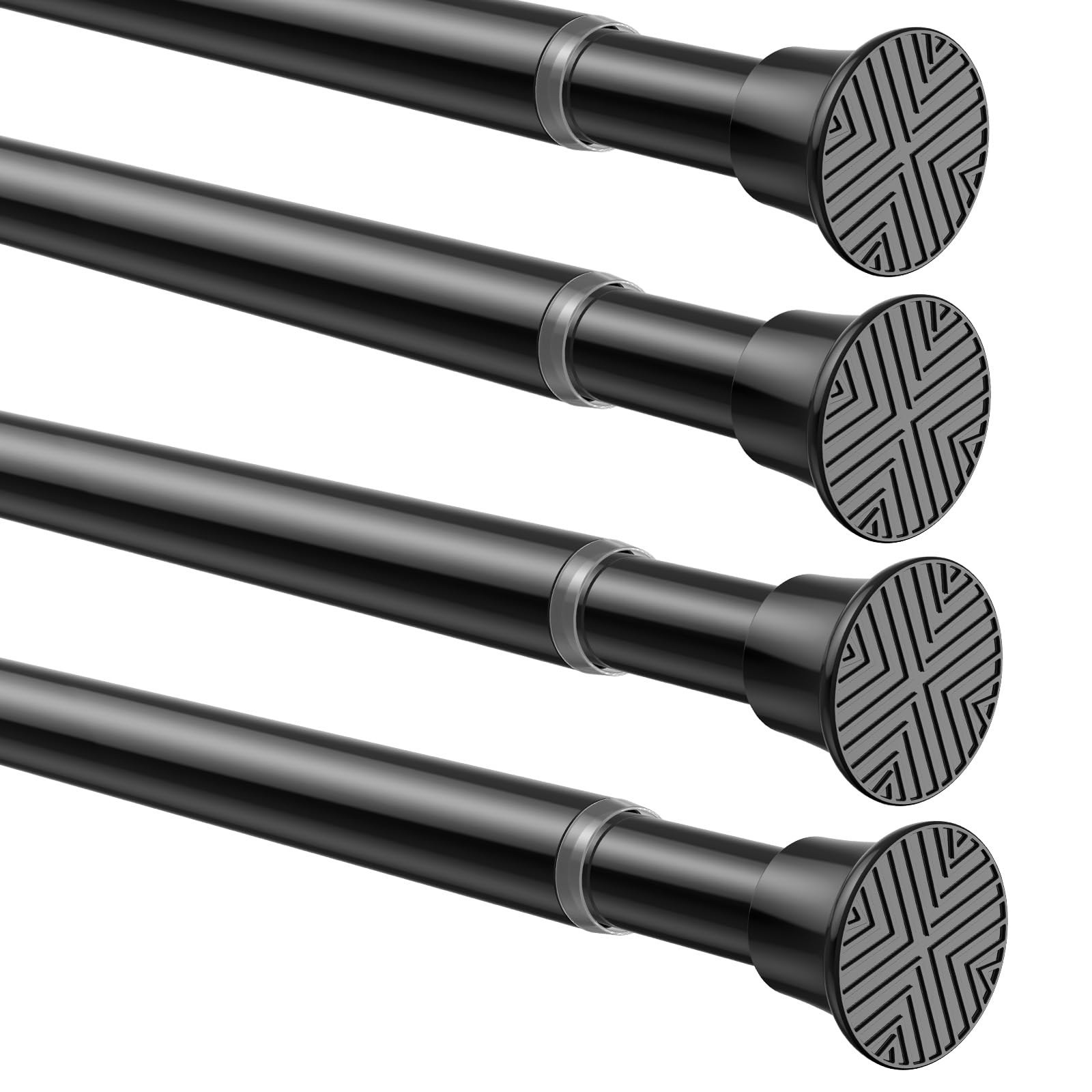4 Pack Spring Tension Curtain Rod 32-76 inch, Black