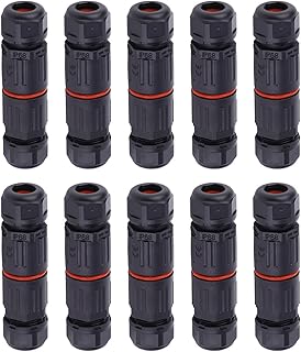 IP68 Waterproof 3Pin Electrical Wire Cable Connectors (10PCS) for Outdoor Use,0.5mmÂ²~2.0mmÂ² Connector
