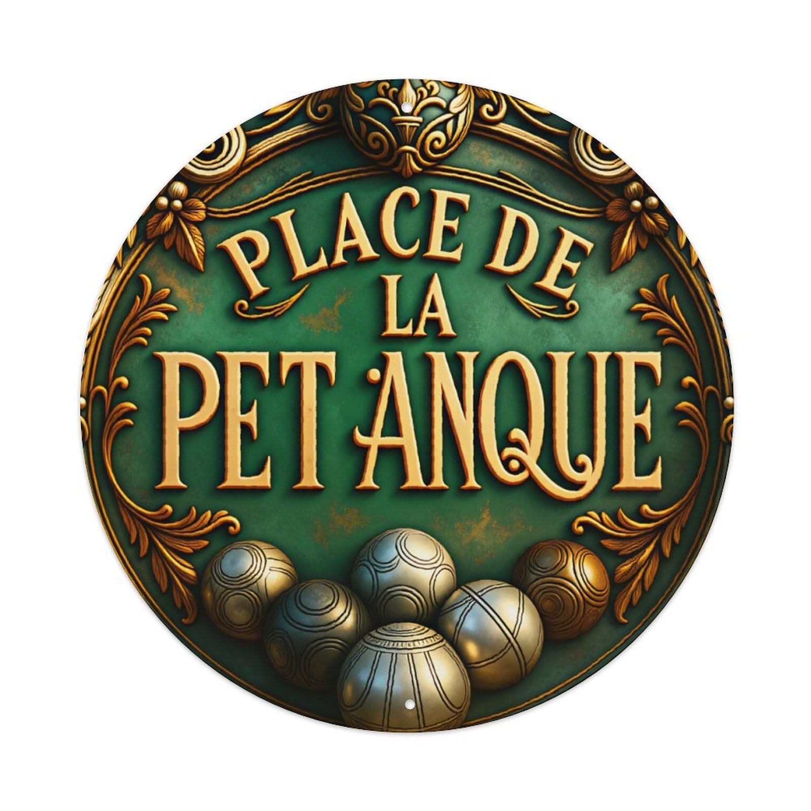 Ldfuieksufg Style Round Vintage Petanque Decor Wall Plaque Place De La Petanque Vintage Aluminium Metal Sign, Retro Wall Decor For Home, Bar, Garage & Farmhouse 20X20cm