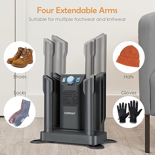 Miniatura 5 de COSTWAY Boot Dryer, Shoe Dryer with 180 Mins Timer & Heating Blower, Ozone Disinfection, Extendable Design
