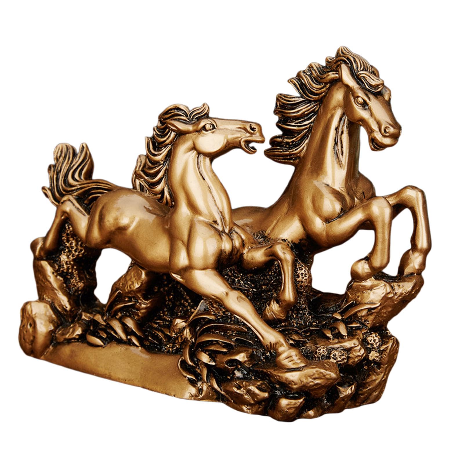 perfk Estatua de Caballo Adornos de Caballo Estatuilla de Escritorio Modelo Animal Escultura de Caballo Figuras de Caballo para decoración de Comedor, Bronce