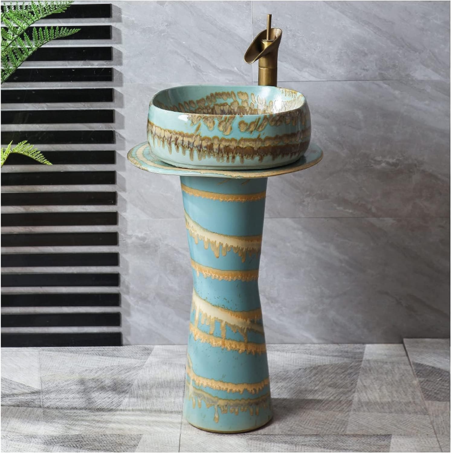 Freestanding Pedestal Sink for Home or Hotel Bathrooms Ceramic