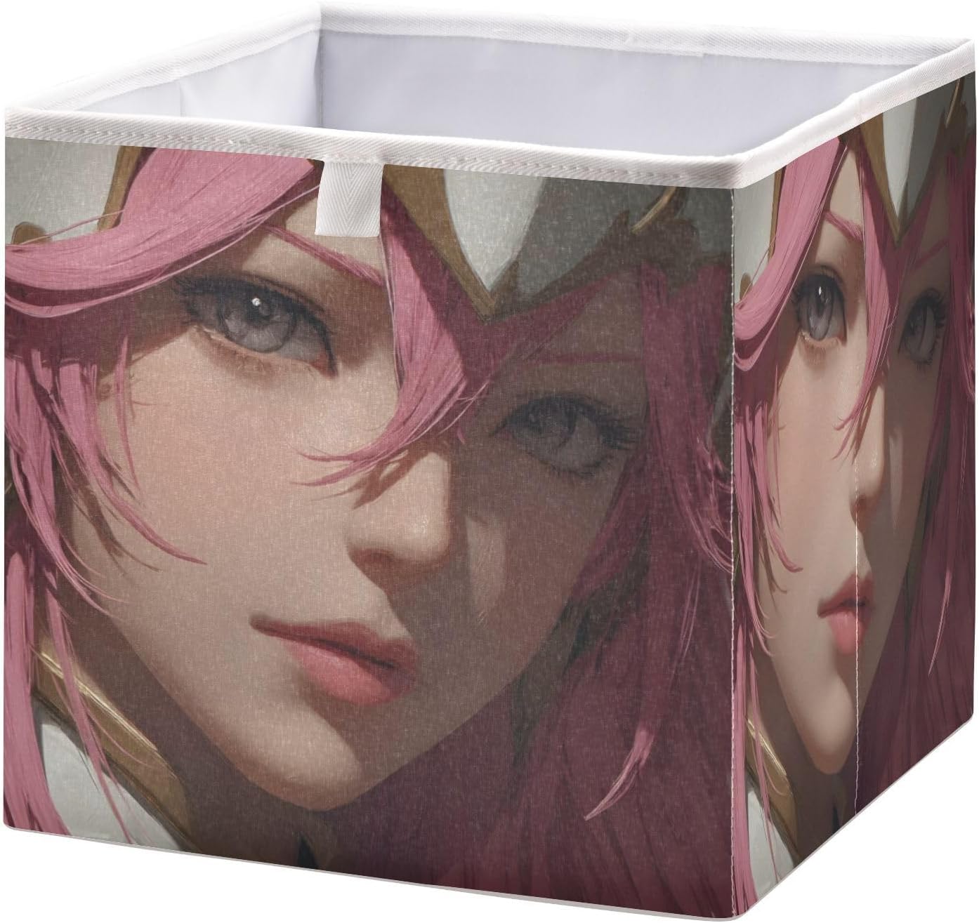 Foldable Fabric Woman Anime Hair Storage Bins with Handles – Sturdy Organizer Cubes for Bedroom Rectangular