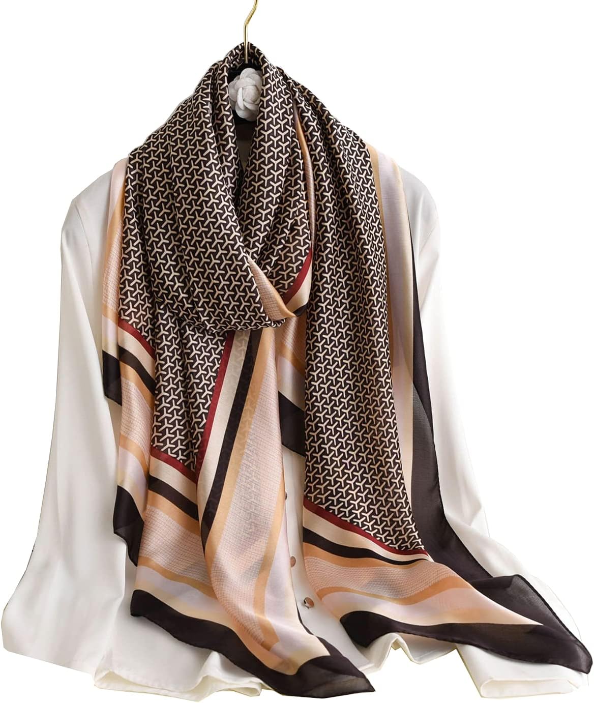 Silk Scarf 100% Mulberry Silk Fashion Scarves Long Lightweight Shawl Wrap for Women