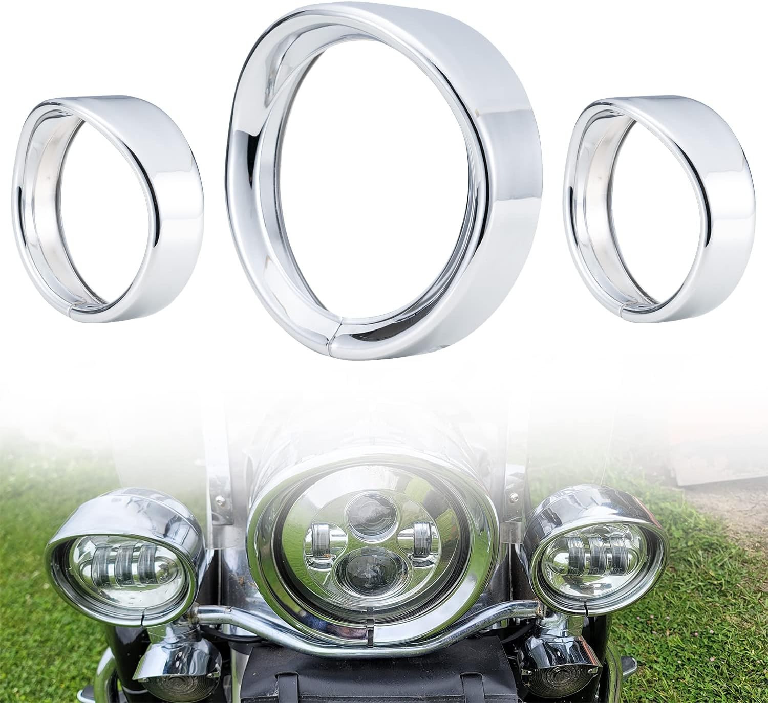 HAKA TOUGH 7" Headlight Trim Ring Visor + 4.5" Passing Lamp