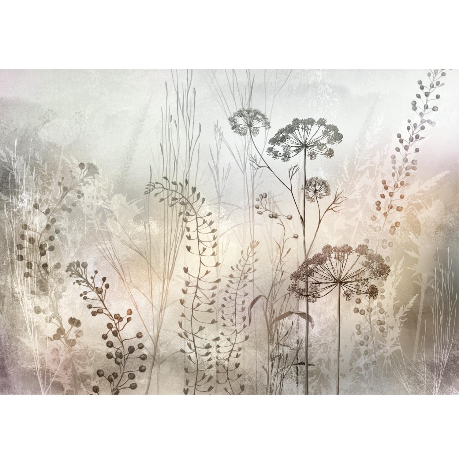 Runa Art Photo Tapet Flower Meadow 352 x 250 cm Fleece Tapet XXL Modern Vardagsrum Sovrum beige 9558011a
