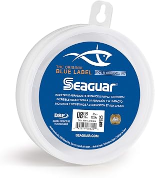 Seaguar Blue Label Fishing Leader Line for Saltwater, 100% Fluorocarbon, Clear, Multiple Sizes