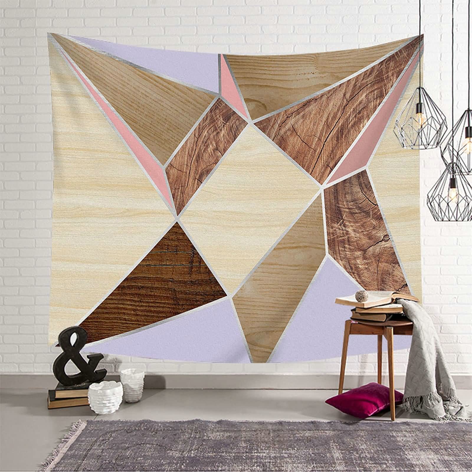 Tapiz de pared geométrico KnSam para dar un toque cálido y moderno al salón 8