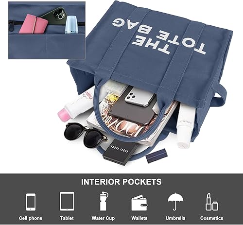 Miniatura 4 de The Tote Bags for Women,CanvasLeather Tote bag with Zipper,Shoulder,Crossbody,Handbag for Travel, School, Work