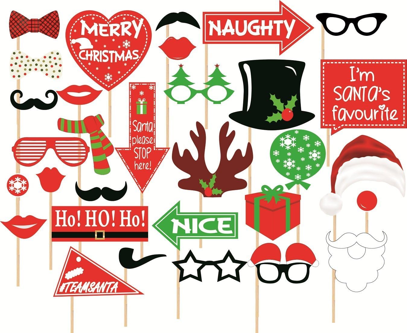 SYGA Set of 31 Christmas Party Photo Booth Props Christmas Party Decoration Craft Item