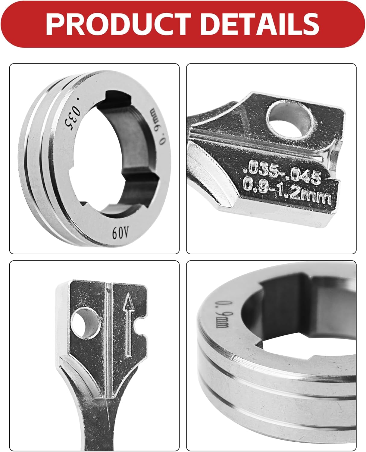 Drive Roll Kit 035" 045" Replace for KP1696-1, for Solid Wire, Compatible with Lincoln Power MIG 216, 255XT, 350MP, LN-15, Power feed 25M, LF-72, LN-25 PRO, LN-25 PRO Dual Power (V-Groove .035 & .045)