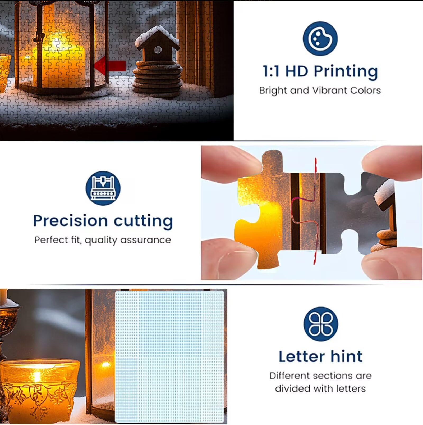 Puzzle 2000 sztuk | Okno świetlne jedna świeca Puzzle 2000 sztuk dla dorosłych | Idealnie pasują | bez kurzu | Drewniane puzzle dla całej rodziny | Puzzle XL Expert | Prezent dla kobiet W3H-726