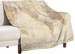 Cobertor retrô com mapa do mundo, cobertor de sofá macio e confortável, para adultos, crianças, cobertor de sofá, cobertor de joelho de pelúcia leve e quente, carro de escritório - presentes de ano