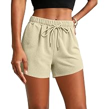 Shorts Women Drawstring Ribbed Breathable Soft Travel Pant Summer Fashion Lightweight Daily Wear with Pockets