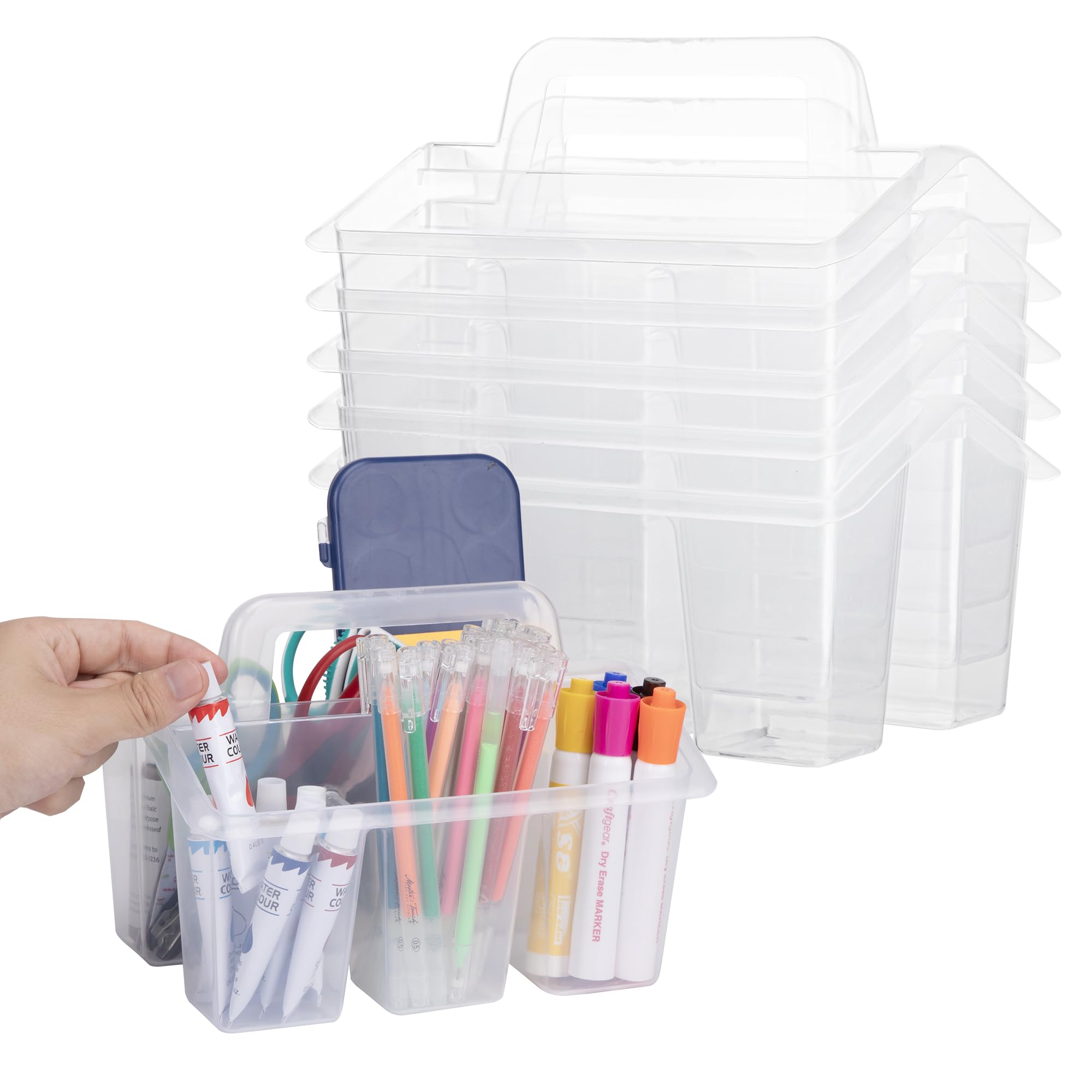 Find Scrapblooms Plastic Caddy For Classroom,Office,Home,6-pack Storage Caddy For Pencil,Pen,Craft Tools (Clear)
