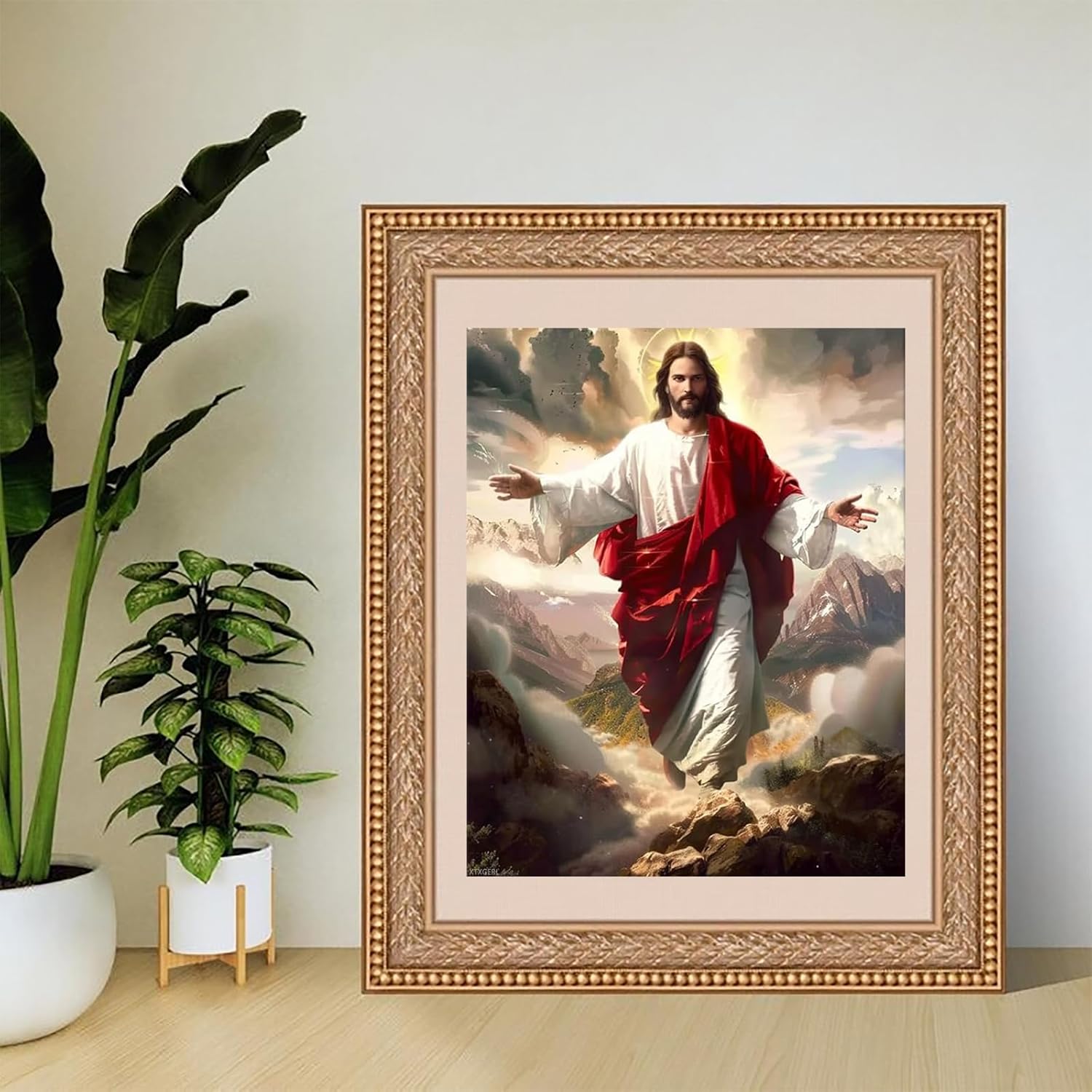 XTXGERL Jesus Walking on Clouds Paint by Numbers Kit for Adults Beginners, Holy Faith Sunrise Craft Art Colorful DIY Acrylic Oil Painting Fantasy Ideal Gift 16x20 Inch (Frameless)