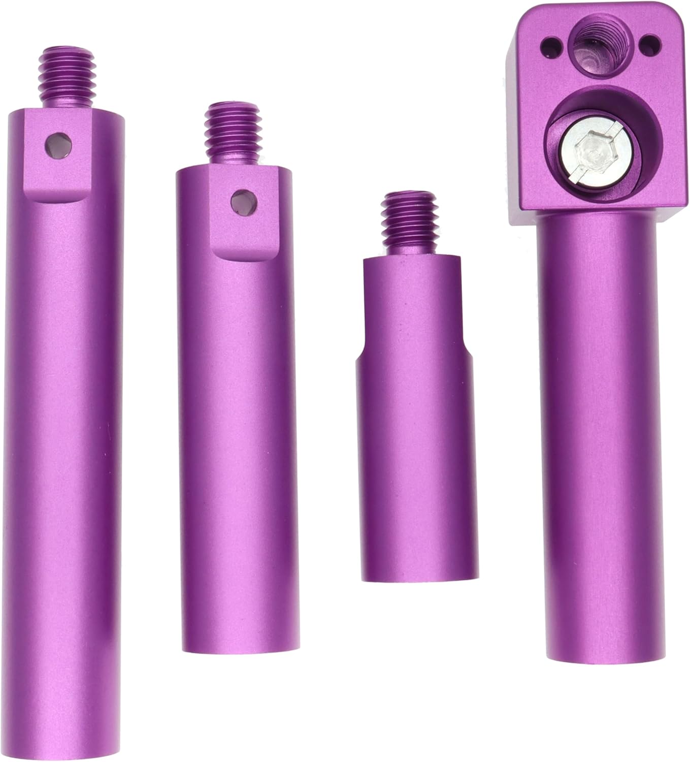 19mm Rod Tube Extension, 4 Sections 2inch 3 inch 4-inch Rod Bracket for Sony ARRI RED Camera Wireless Follow Focus Lens Motor Shoulder Rail Mounting with 3/8" Thread, Purple