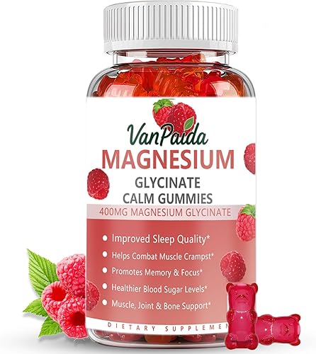 Gomitas de glicinato de magnesio, relajación muscular, dolor y calambres, apoyo energético, calmante del estado de ánimo y apoyo energético,