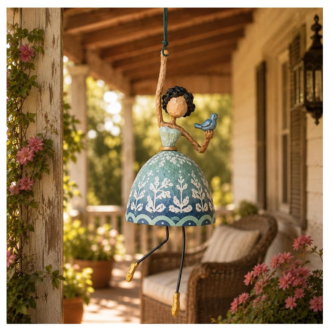 Vintage Whimsical Dancing Lady Hanging Decor,Folk‑Art Wind‑Swaying Figurine Decor,Cottage Hanging Accent that Sways in Breeze,Garden Wind Spinner for Home Room Store Patio Window，A