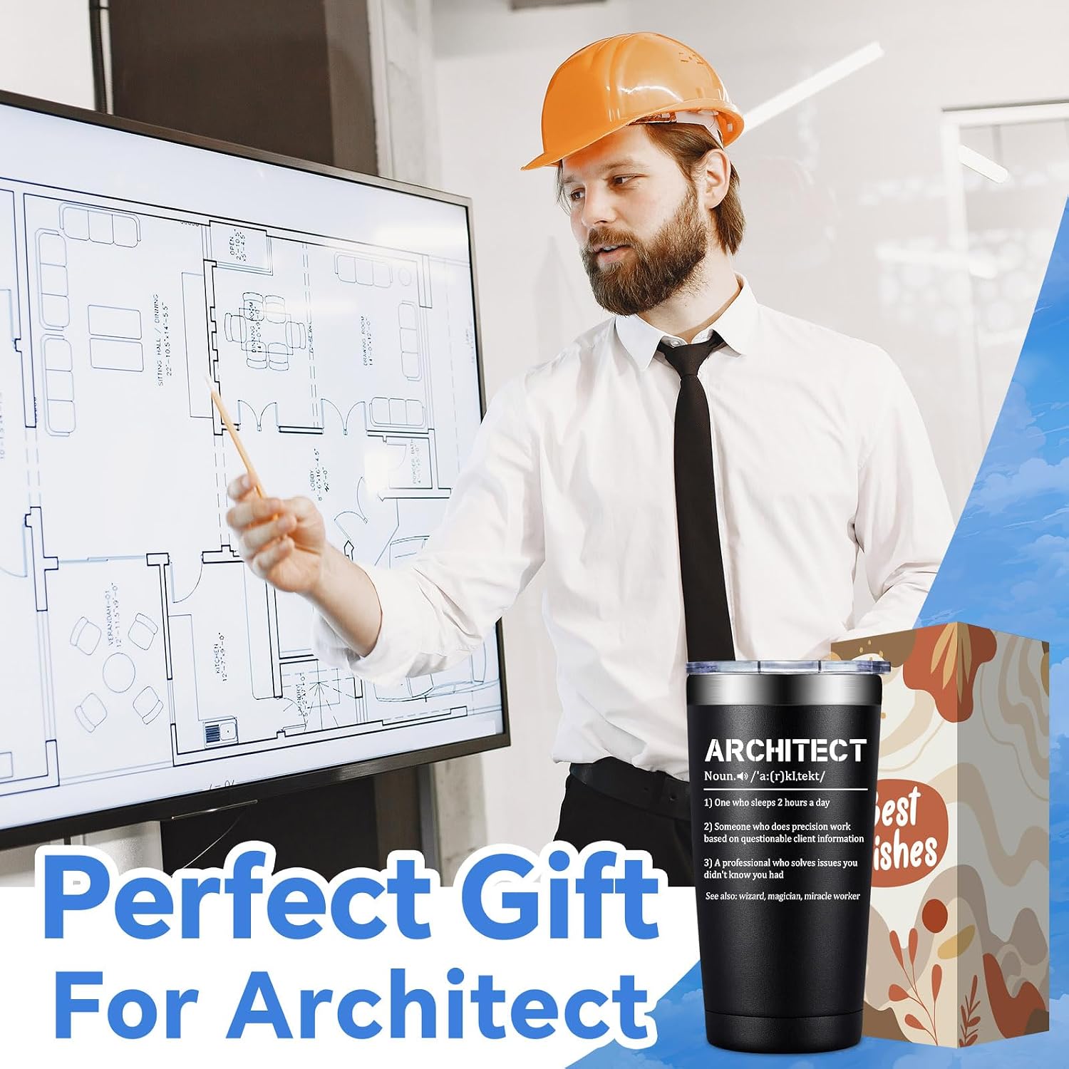 SpenMeta Architect Architecture Gifts for Christmas, Birthday - Cool Architect Gifts for Student, Men Women. 20 Oz Architecture Tumbler Cup image 2