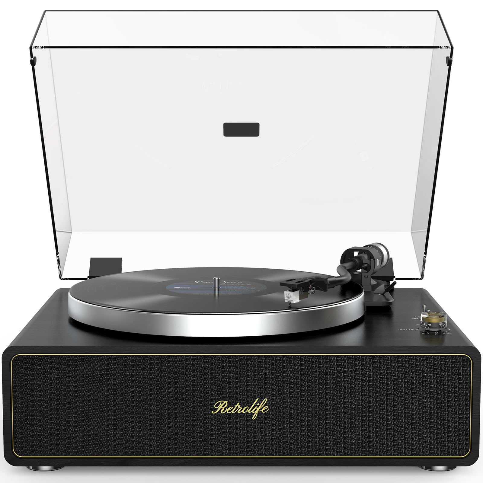 Tocadiscos de Vinilo con Altavoz estéreo HiFi Integrado, Tocadiscos Bluetooth 33/45 RPM Parada Automática/Salida RCA/Aux in Reproductor Vinilo