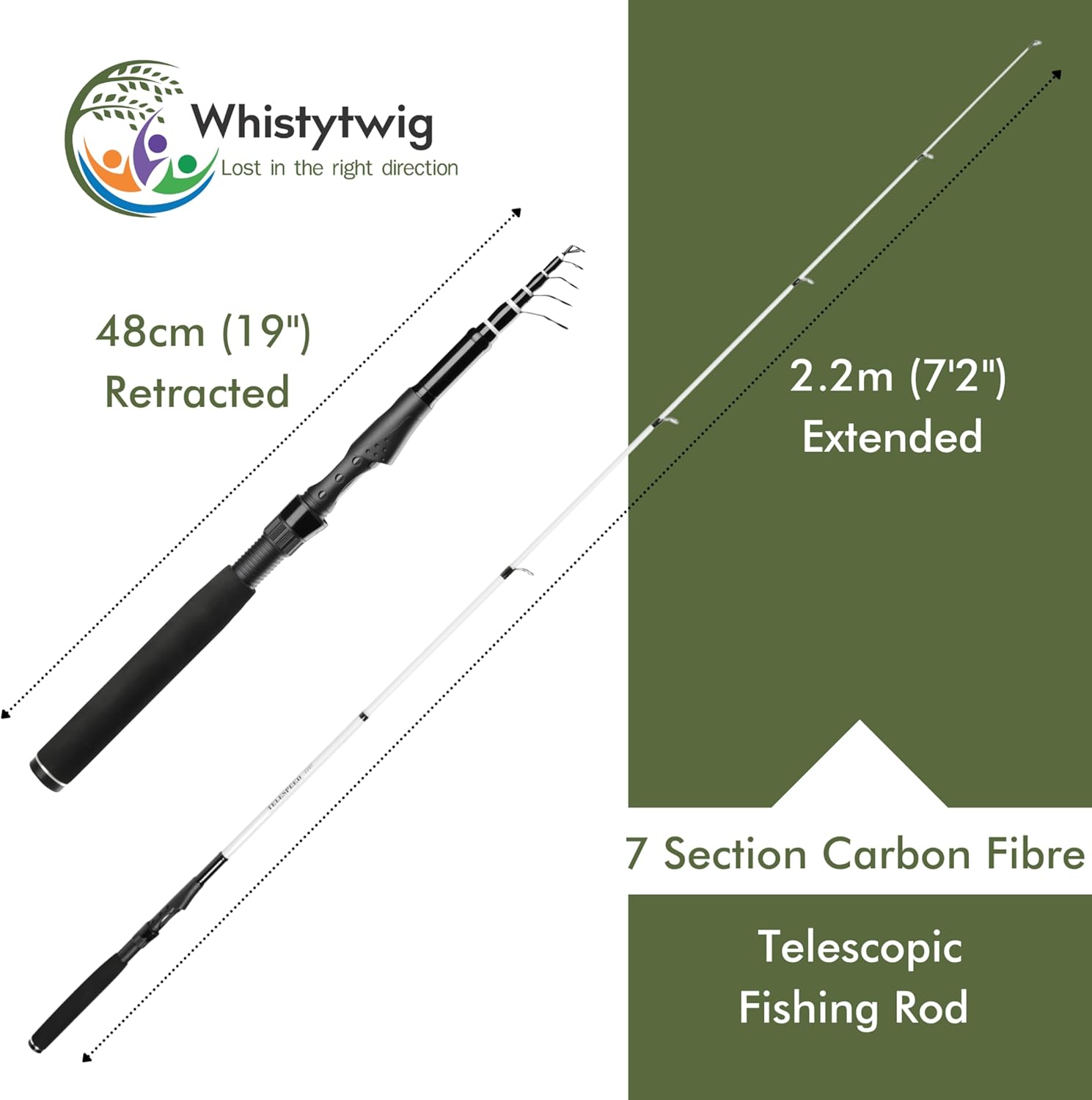 Whistytwig Carbon Fiber Telescopic Fishing Rod - Portable Collapsible Design for Travel and Adventure - Versatile Saltwater and Freshwater Fishing Pole