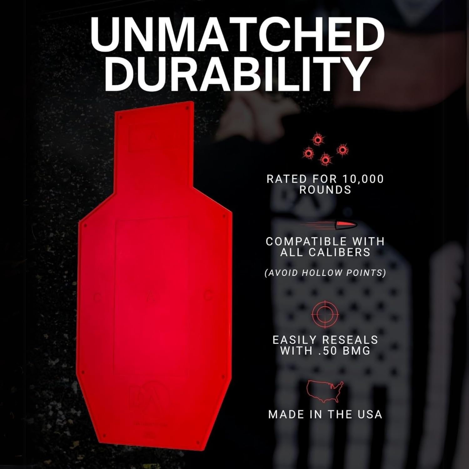DA Targets - C-Zone Silhouette Target, Color Changing, Self-Healing, Color Changing, Reactive Shooting Target, Ricochet Free, Reusable, Weatherproof 100% Made in USA