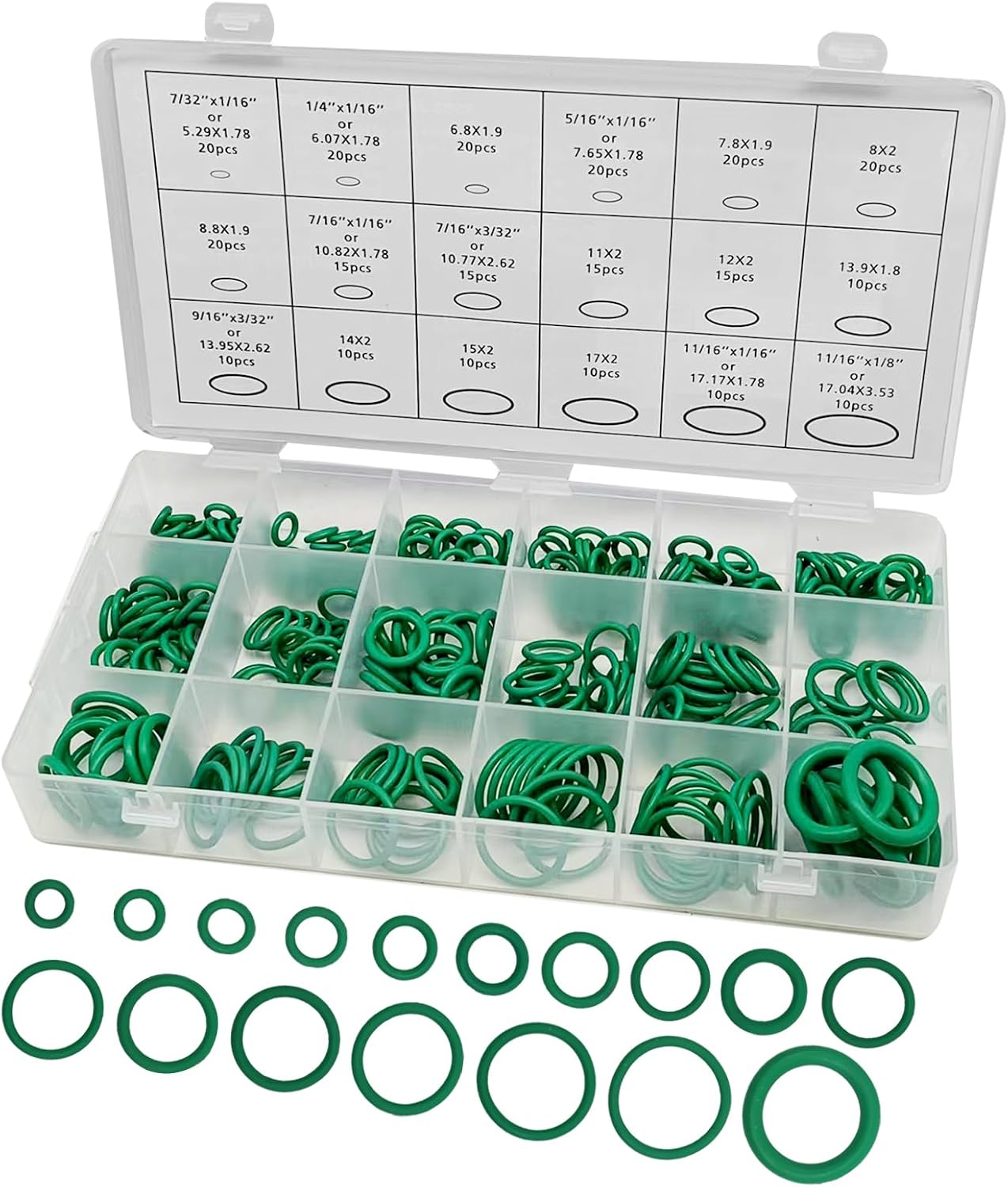 270 Pieces Seal Gasket Washer, 18 Sizes Sealing ORings Gasket Assortment Set, Rubber Washer Orings for A/C Professional Plumbing Automotive (Green)