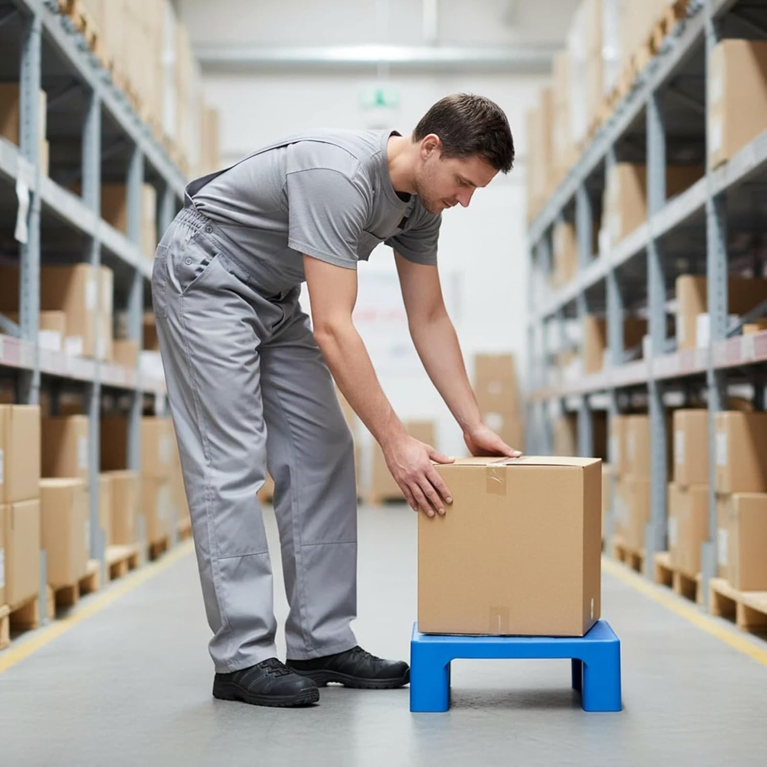 Home Plastic Pallets, Stackable Pallets, Non Slip Matte Surface, Reinforced Grid Base, Moisture Proof and Stackable(Blue)