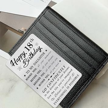 MOQIYXL Daughter 18th Birthday Decorations for Girls, 18 Year Old Girl Birthday Gifts for Her, 18th Bday Card for Daughter Engraved Wallet Card
