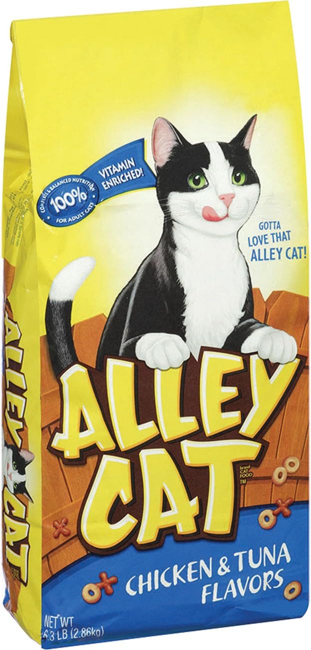 Alley Cat Chicken & Tuna Flavors Dry Cat Food, 6.3 Lb (Pack Of 5),
