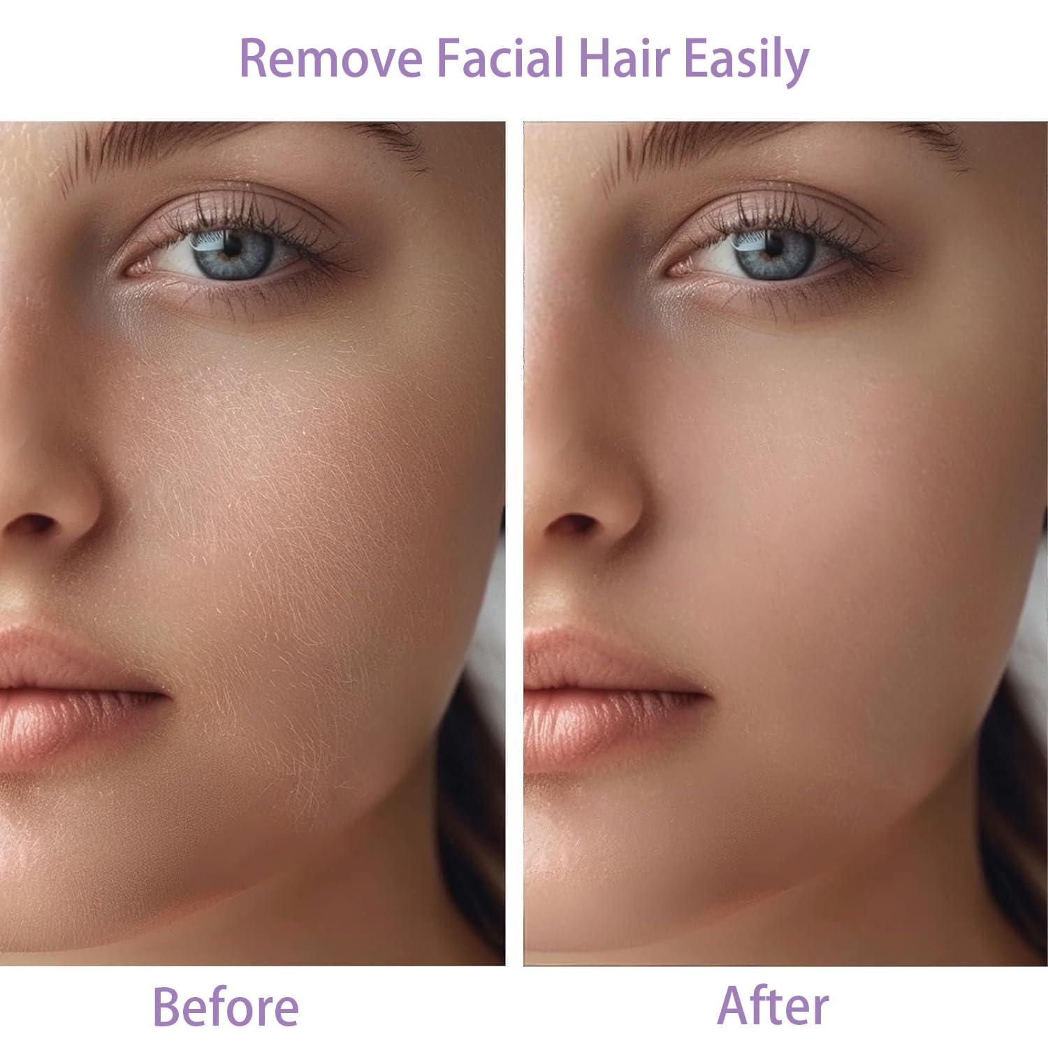 tuokiy Removedor de vello facial para mujeres, funciona con pilas, 2 cabezales de repuesto