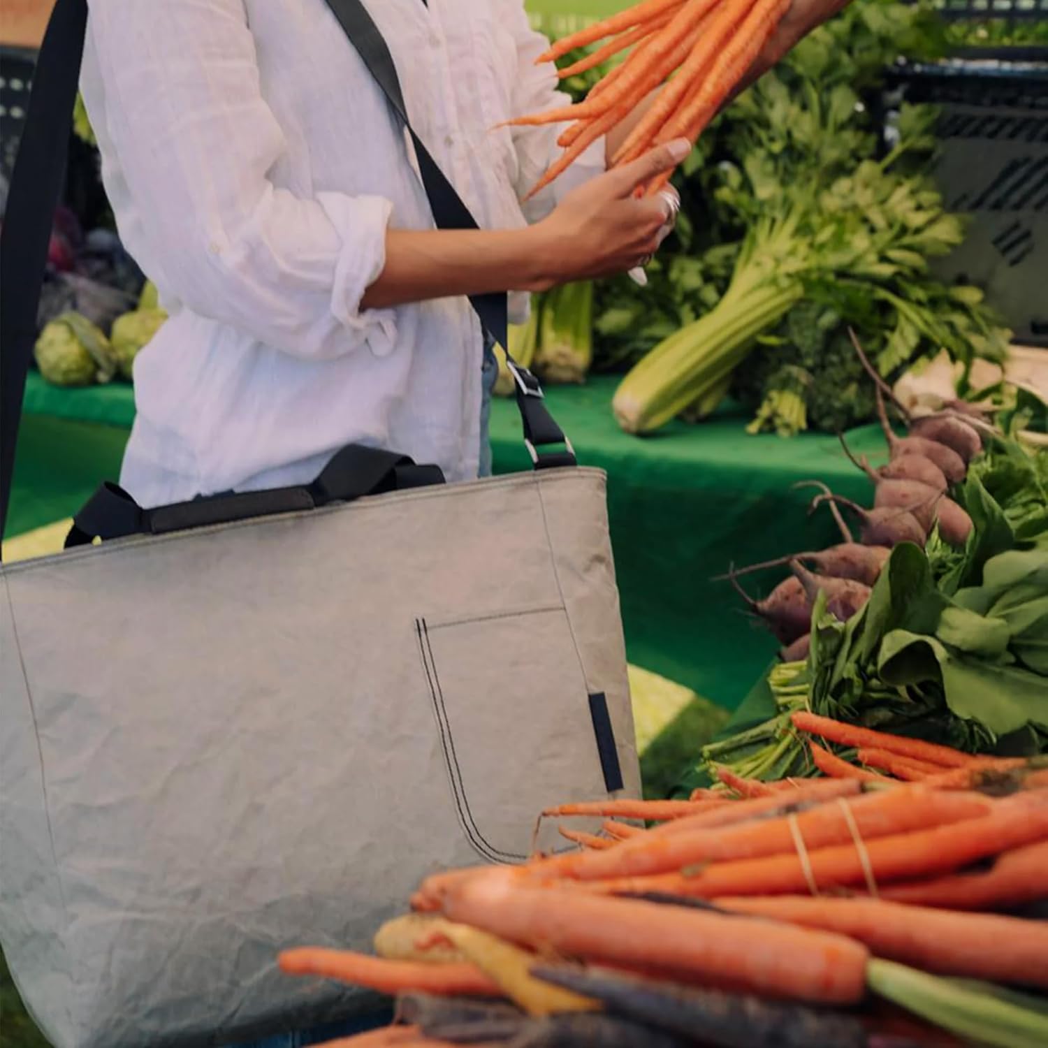 Out of the Woods Seagull Messenger Cooler, Reusable & Eco-Friendly, Everyday Use, Insulated Grocery Bag, Washable Paper, Hand & Messenger Straps, Gray