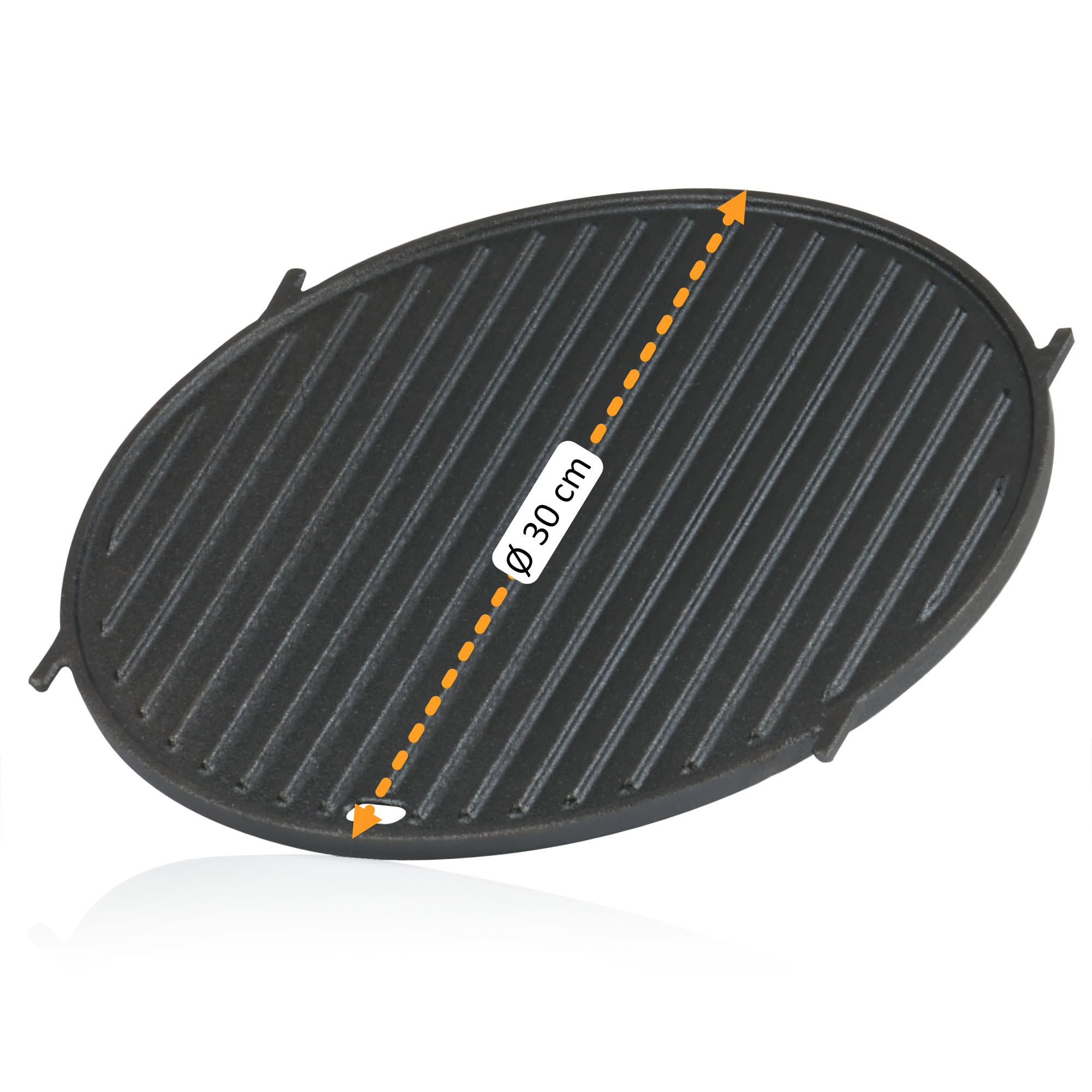 BBQ-Toro Żeliwna płyta grillowa, Ø 30 cm, płyta grillowa Plancha do systemu rusztu grillowego, okrągła płyta dwustronna, do systemu Weber Gourmet BBQ (GBS), wkładka do rusztu do grilla, Sear Grate do