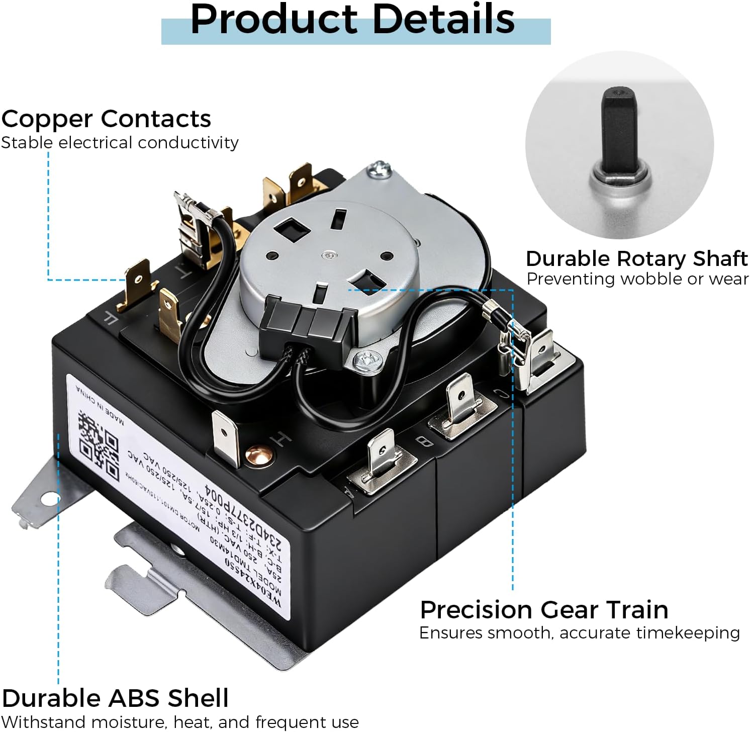 234D2377P004 WE04X24550 TMD14M30 Dryer Timer Compatible with GE/Hotpoint Dryers Fits GTD42GASJ0WW GTD42GASJ1WW GTD48GASW0WB GTX42GASJ0WW-3 Year Warranty