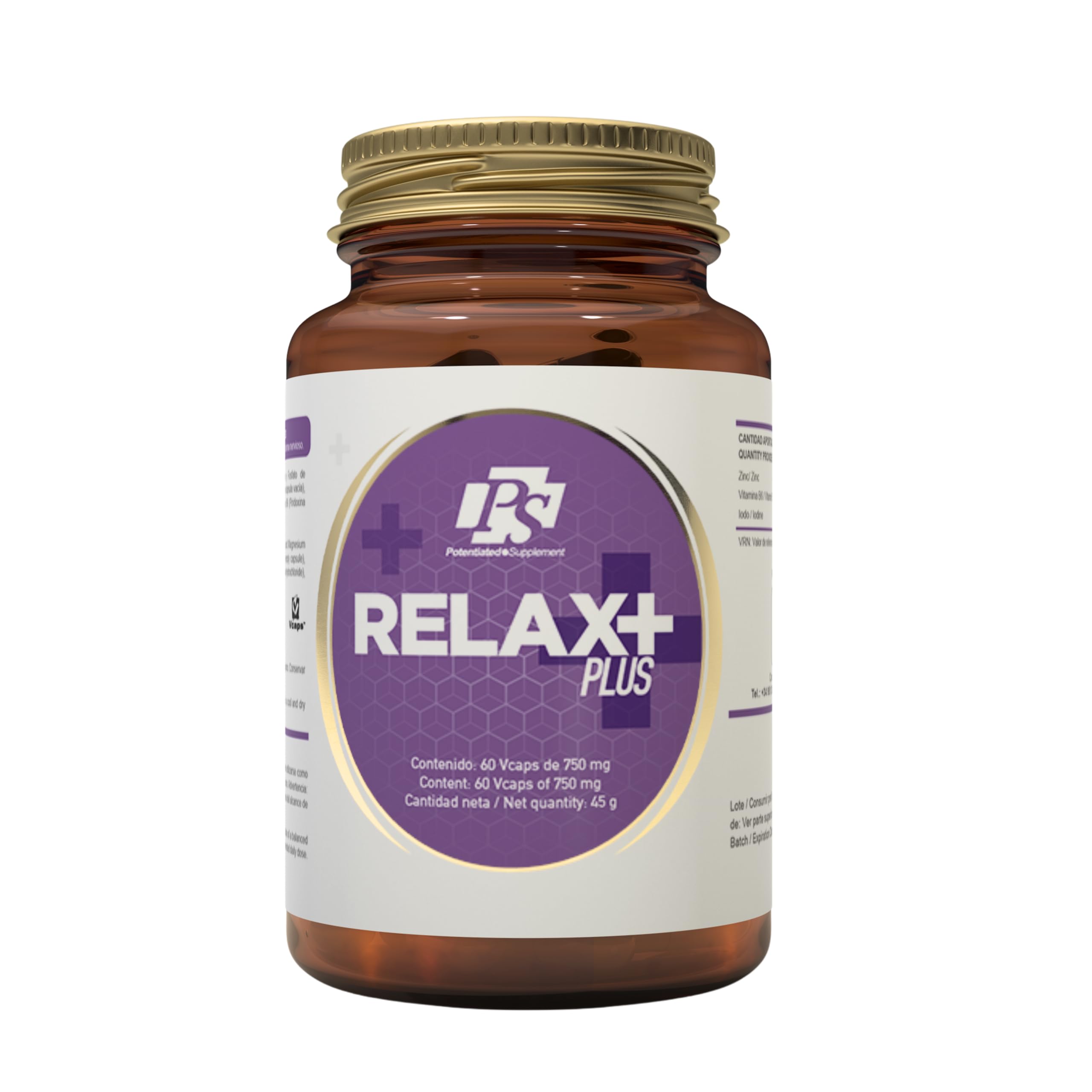 PS Relax Plus - Magnesio, Zinc, Yodo y Vitamina B6 para Fatiga y Cansancio Mental, Apoya el Sistema Nervioso, el Rendimiento Diario y la Función Tiroidea | 60 Cápsulas Vegetales
