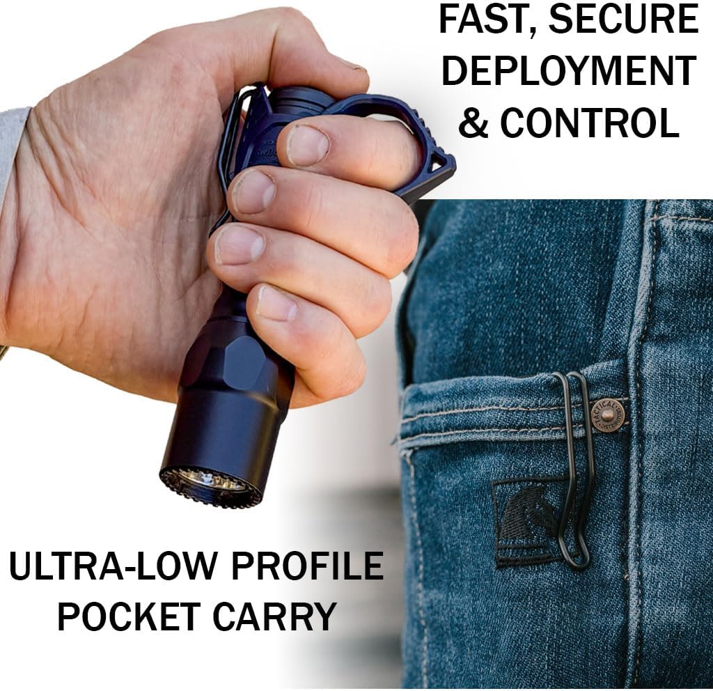Thyrm Switchback 3.0 Deep Carry Flashlight Ring with Premium Metal Clip, Adjustable to Two Heights, Made in USA (Navy Blue)