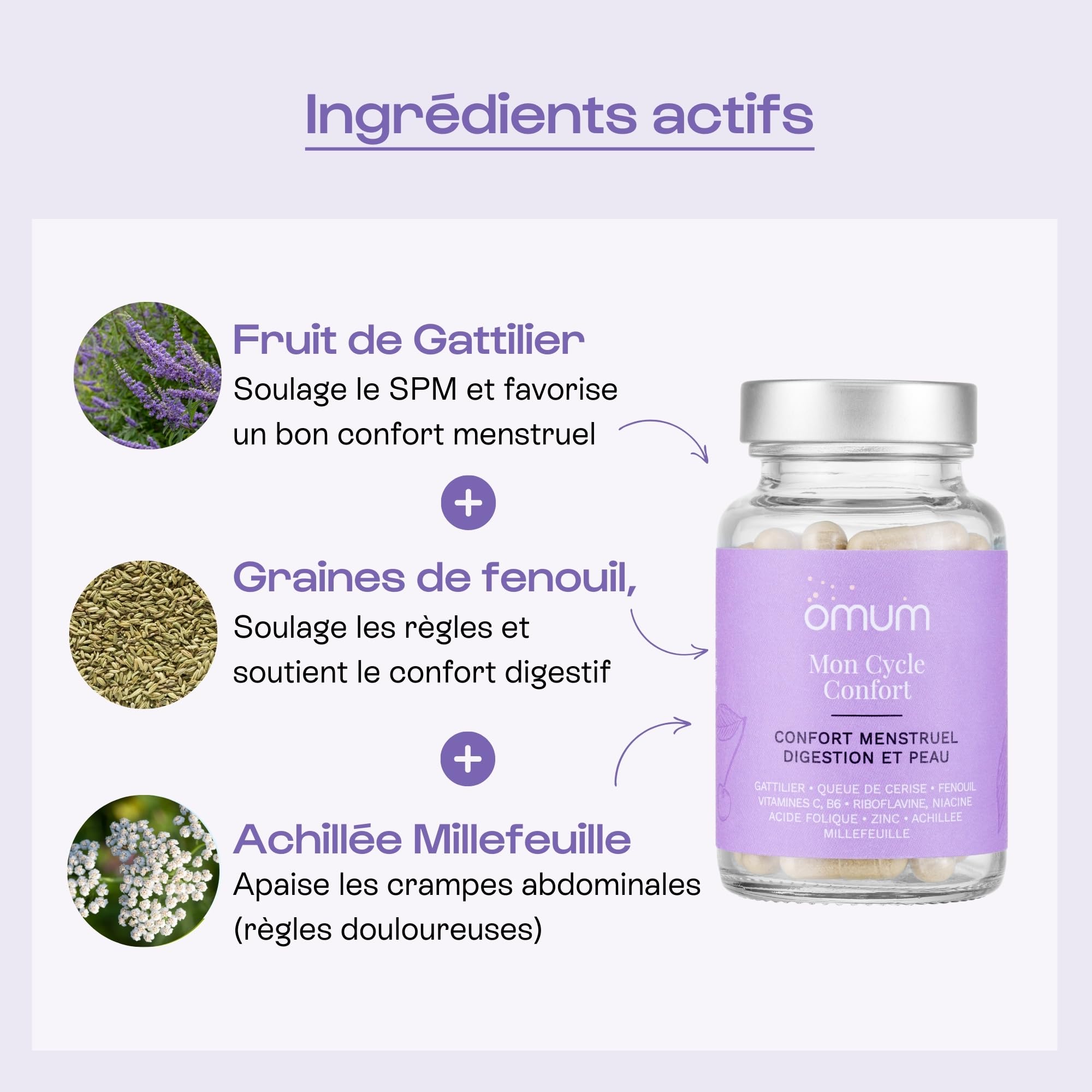 OMUM - Duo SPM, règles et cycles - Mon Cycle Zen sommeil et humeur + Mon Cycle Confort compléments
