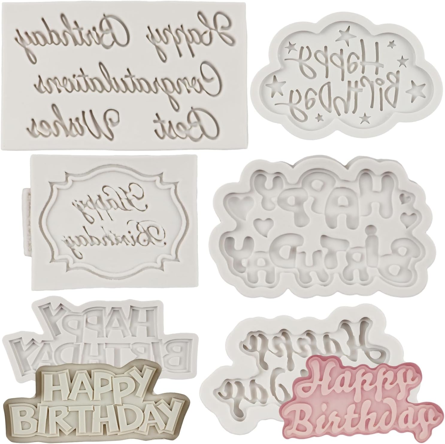 Happy Birthday Fondant Formen 3-teilig - Silikonformen Für Kuchen & Cupcake Deko
