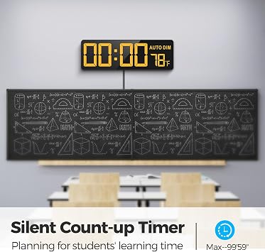 REACHER 16.5 Large Digital Wall Timer Clock with Countdown for Classroom | Auto dimmer, temperature, Remote Control, Colorful LED wall clock for teacher, school, home decor, kitchen, gym, living room