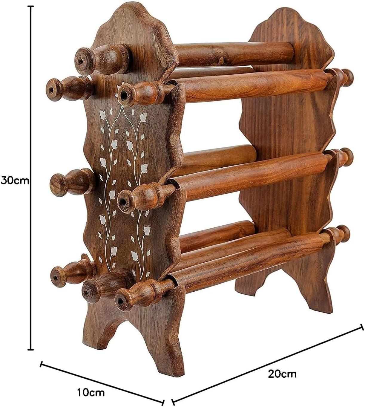 Wooden Handmade Bangle Holder jewellery stand |chuddi stand | bracelets, watches, headbands, anklets, | Stand with 6 roads | Special Gifts For Woman, Girls (BROWN) 12x 9x 4.5 Inches
